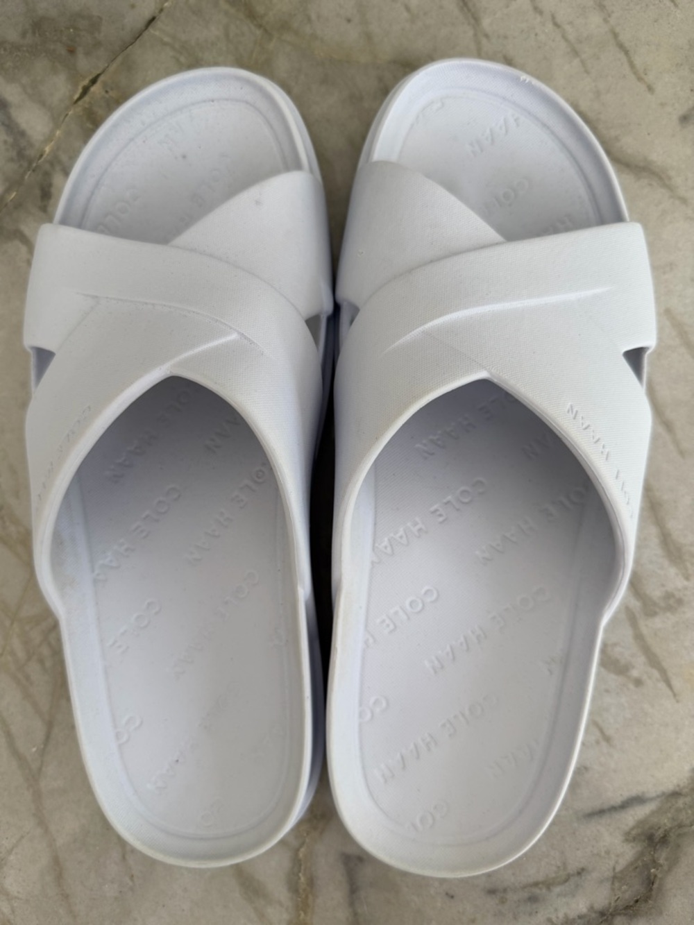 COLE HAAN Findra White Waterproof Rubber Crisscross Slide Sandals Size-9